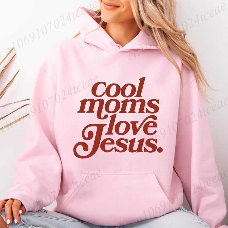 Moms Love Jesus Graphic Printed Long Sleeve Womens Hooded Sweatshirt Top Christian Faith Based Mom Fashion Women Unisex HoodieT251105