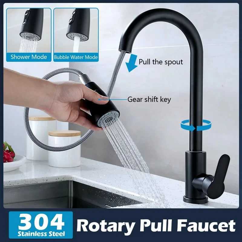 Kitchen Faucets Bed Nickel Pl Out Kitchen Sink Water Tap Deck Mounted Mixer Stream Sprayer Hot Cold Taps Sliver Y251104