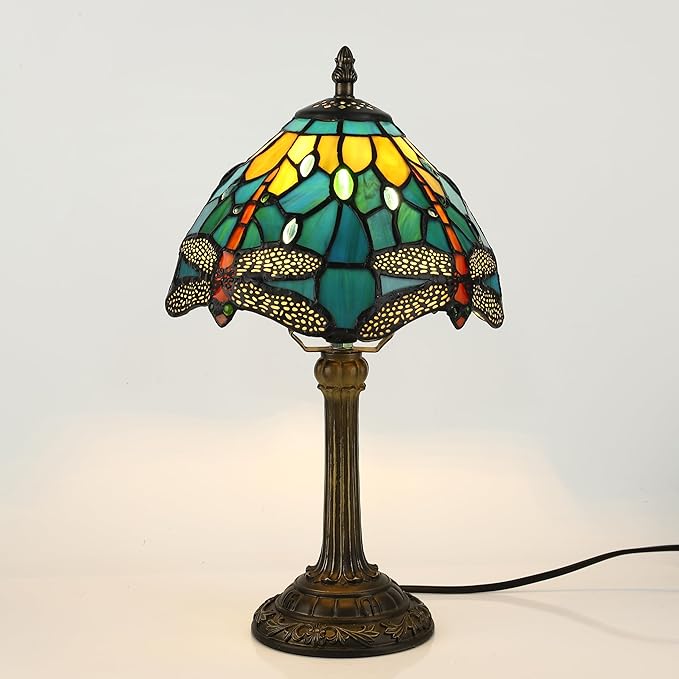 8 inch Tiffany Style Stained Glass Bedside desk table Lamp for Bedroom and hotel coffee bar restaurant