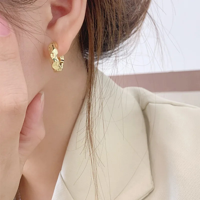 Fashion Stainless Steel Circle Earring for Women Retro Geometric Hypoallergenic French Hoop Earrings Party Jewelry Holiday Gifts 251131