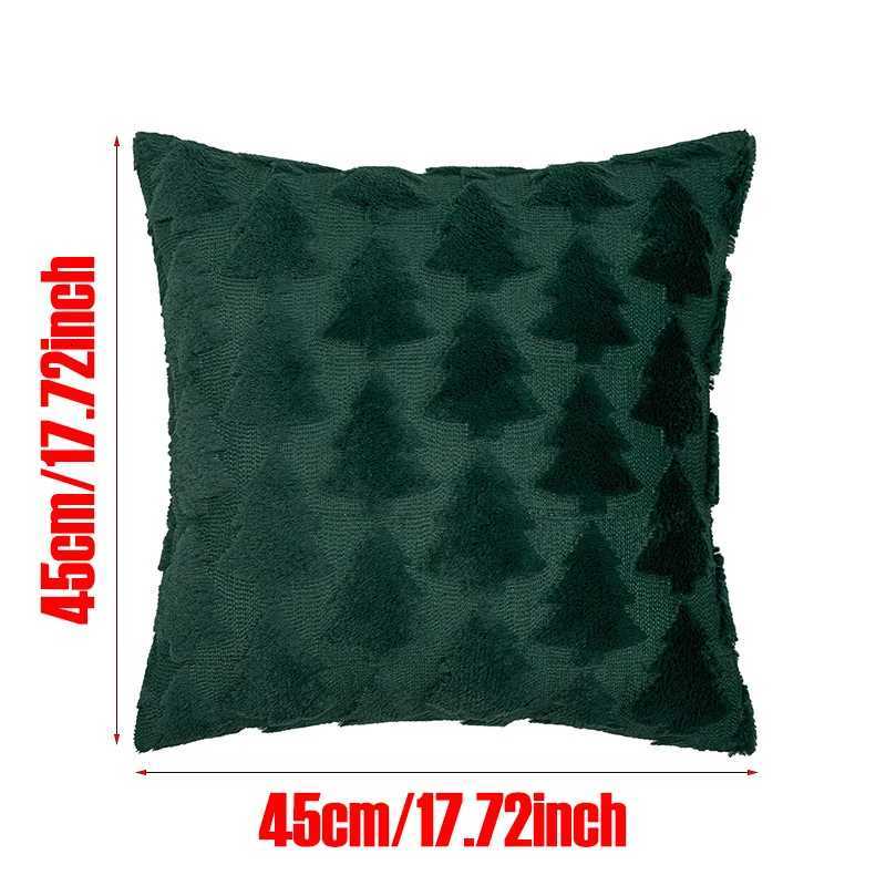 3D Christmas tree three-dimensional decorative pattern pillowcase 45x45 soft plush pillowcase cream white Christmas red and gre Y251105