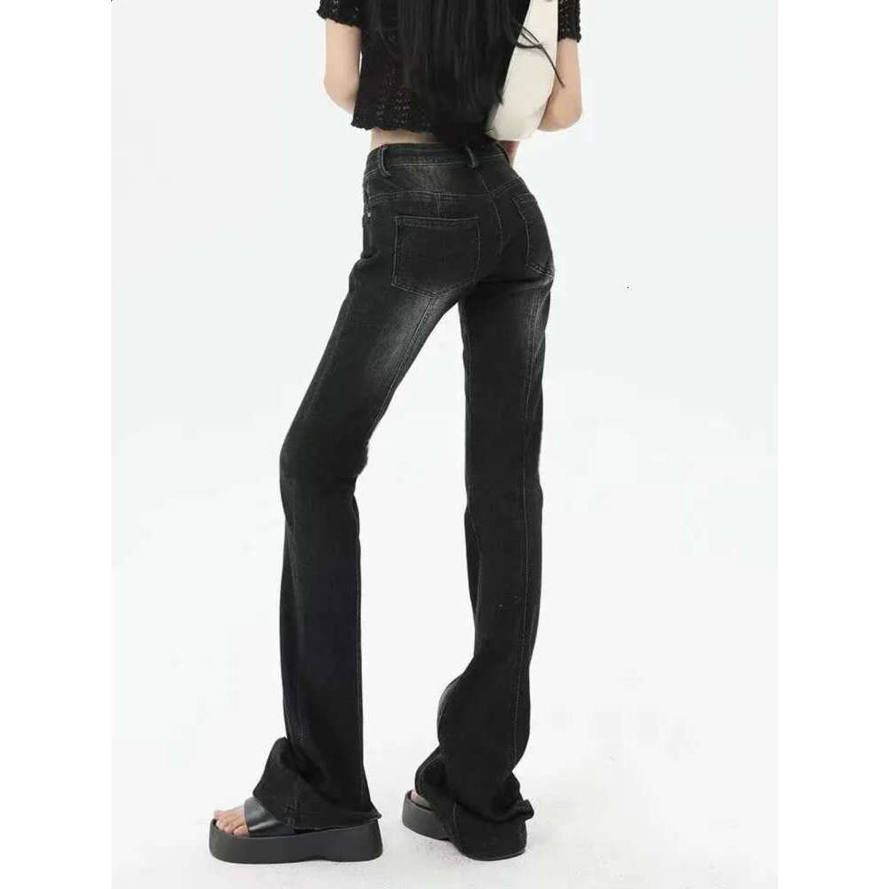 vintage Distressed low rise jeans Grunge asymmetrical waist Korean fashion black glitter Kpop streetwear