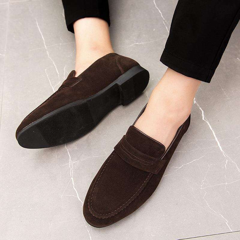 British style lazy small leather shoes, daily casual loafers, plus size one foot fashionable and trendy men's shoes