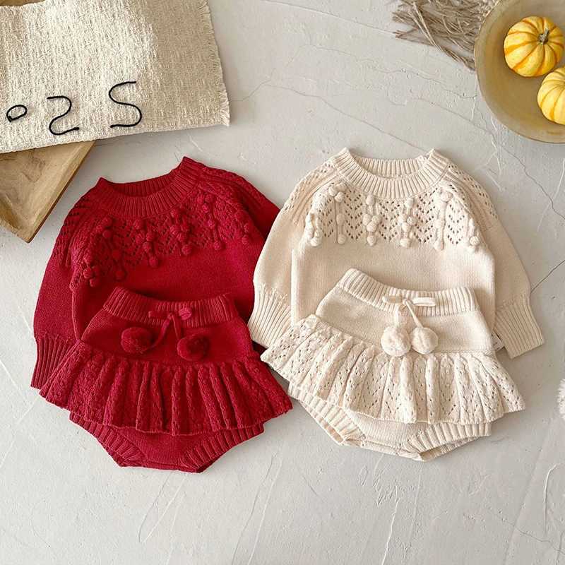 2025 New Autumn 0-3Yrs Children Clothes Suit Long Sleeved Knitted Pullover SweaterPP Shorts Toddler Baby Girl Clothes Set Y251105