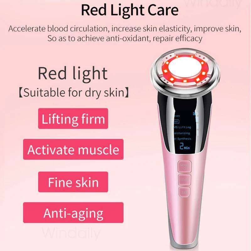 New 5 In 1 EMS Hot Cold Facial Massager LED Light Vibration Wrinkle Removal Skin Tightening Care Face Lifting Beauty Device