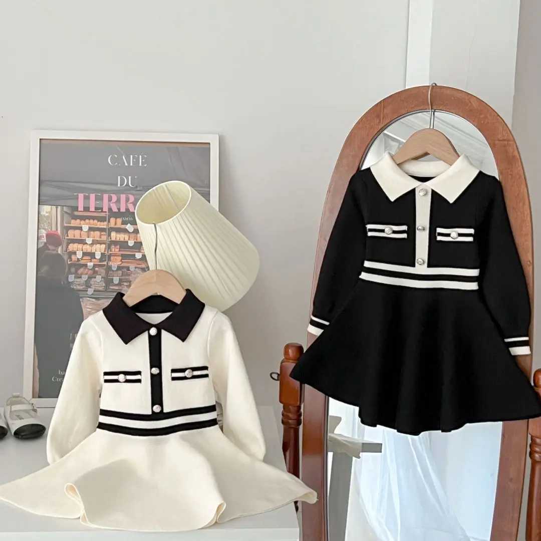 Autumn Fashionable Sweater Dress with Collar Fashionable Campus Style Slim Fit Knit Dress Girls Base Dress Y251105