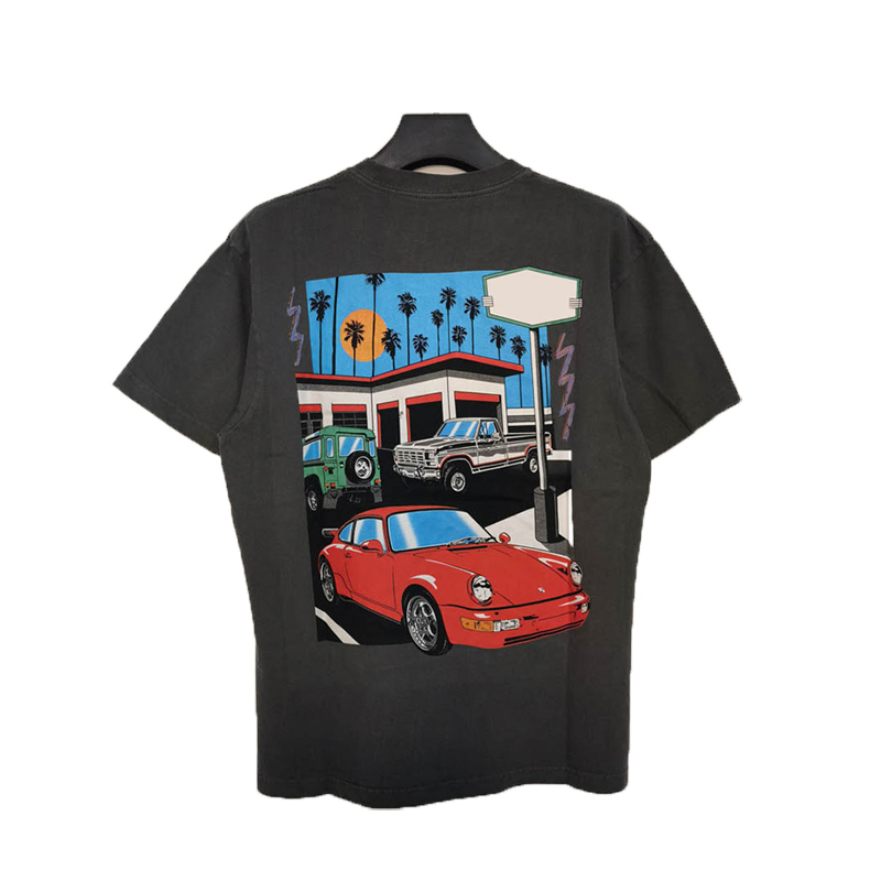 21ss Summer US Unisex Drive T shirt Distressed Vintage Tee Skateboard Men Women Comfy Street Casual Tshirt Form Fit