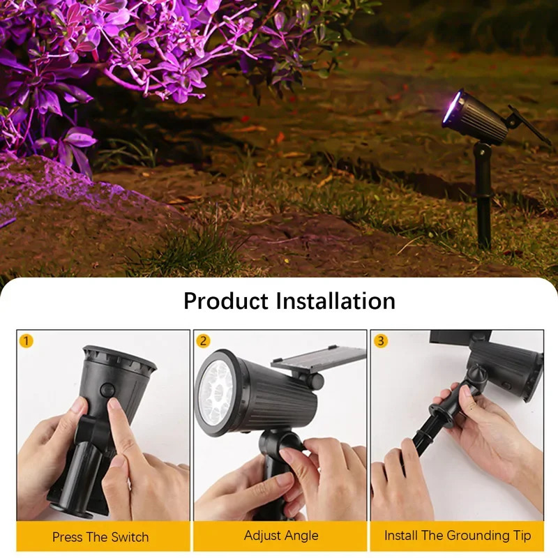 9 LEDs Solar Spotlights Outdoor IP65 Waterproof Spot Lights Brightness Adjustable for Garden Backyard Driveway Patio Decor 251104