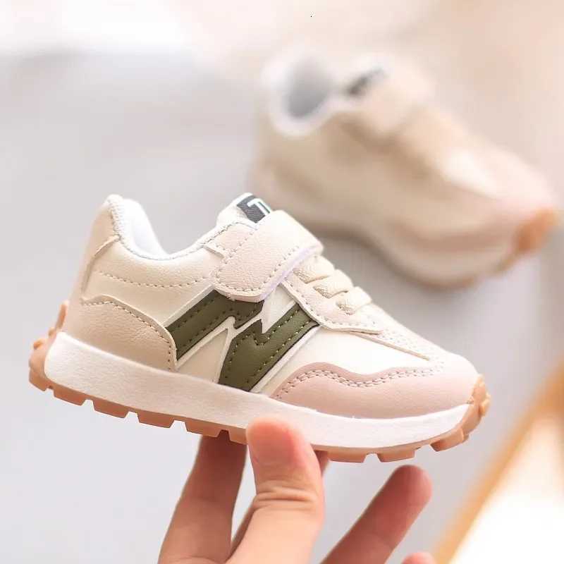Childrens Spring New Leather Upper Sneakers Kids Non-Slip Casual Shoes Boys Girls Soft Sole Students Tennis Toddler Sport ShoesT251105