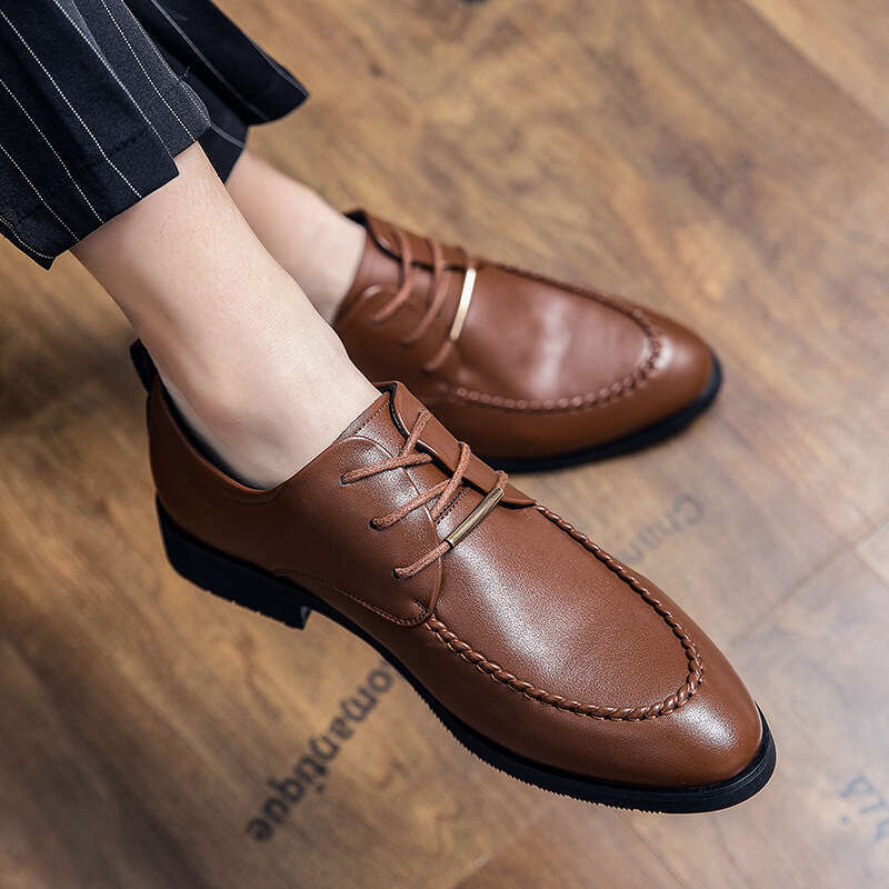 Large Men's Business Dress British Casual Bright Lacquered 38-45 Youth Work Fashion Leather Shoes