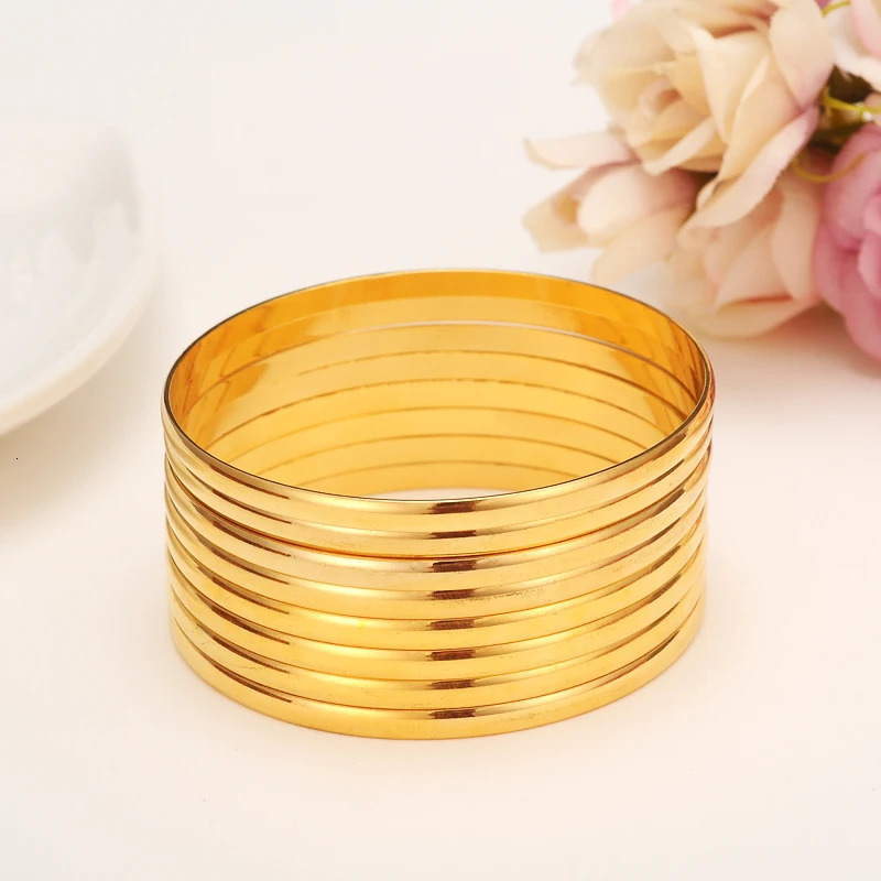 24K gold plated Bangles Ethiopian Africa Fashion Gold Color Bangles For Women African Bride Wedding Bracelet Jewelry Gifts 251031