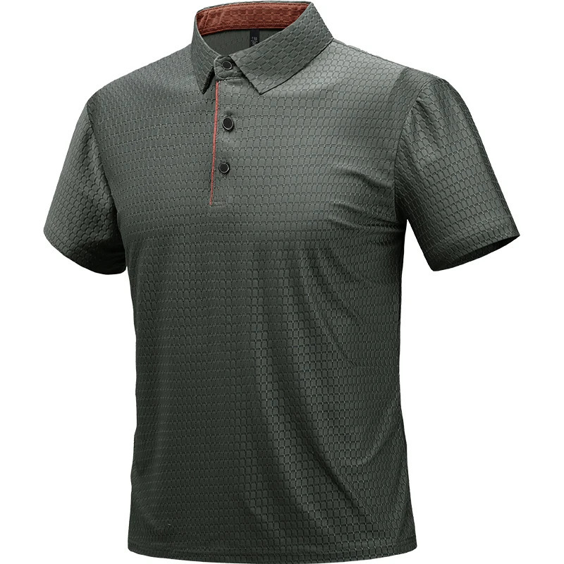 Mens Summer Casual Fashion Edition Polo Shirt Mens Trend Fashion Plus Short Sleeve Ice Silk Breathable Polo Shirt 250401