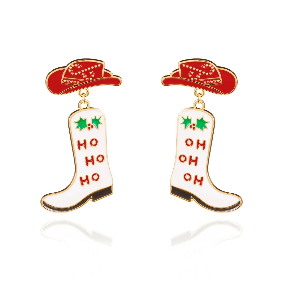 Christmas Earrings Enamel Cowboy Hat Boots Drop Earring Creative Trendy Year Holiday Dangle Party Jewelry Gift For Women Men 251104
