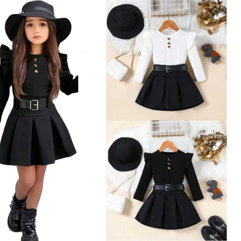 2025 Autumn And Winter Outfits Kids Girls 3 Pcs Set Dress Belt Hat New Clothes For Baby Girls Toddler Clothing For 2-8Year Y251105