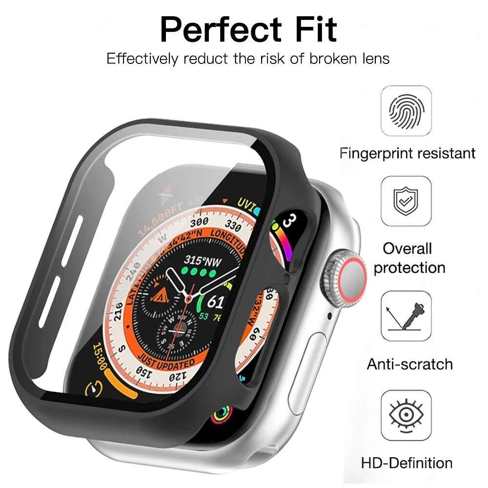 Tempered Glass for Apple Watch Series 10 42mm 46mm Full Cover PC Case Bumper Shell Screen Protector Smartwatch Accessories