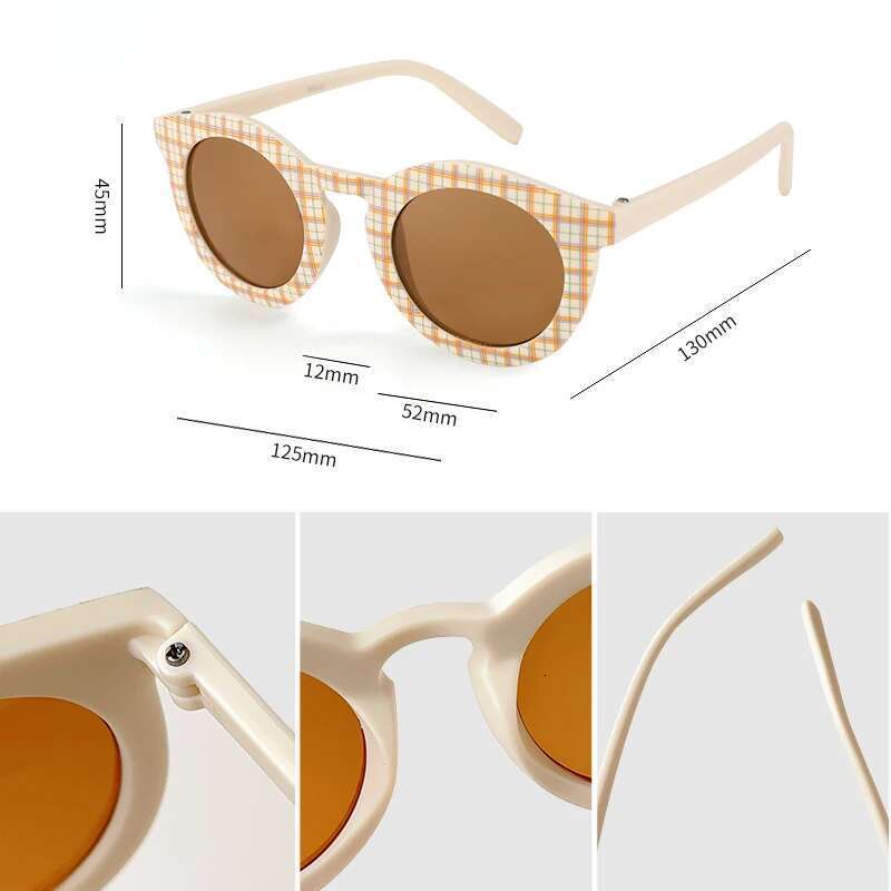 2023 New Kids Cute Checker Panel Color Round UV400 Baby Girls Outdoor Protection Sunglasses Children Sun Glasses