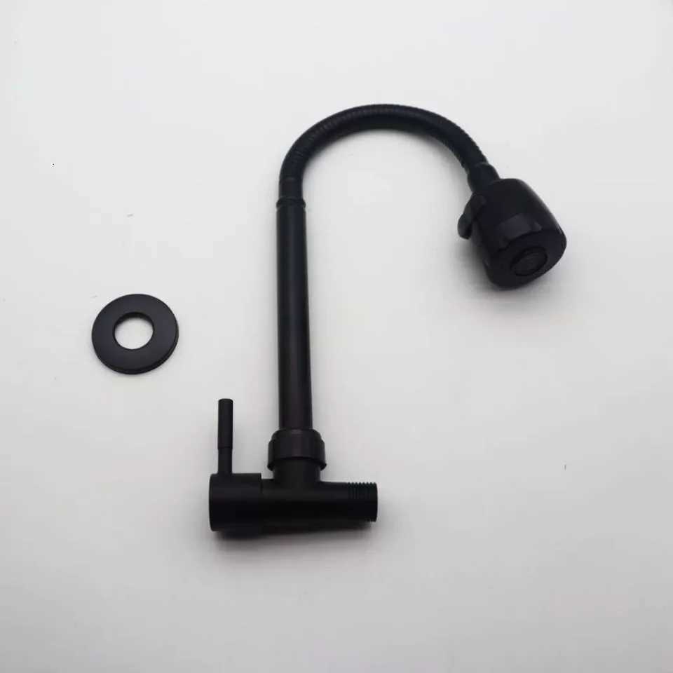 Black Baking Varnish 360 Kitchen Wall Mounted Faucet Single Cold Universal Vegetable Basin Faucet Bathro Balcony Faucet Y251104