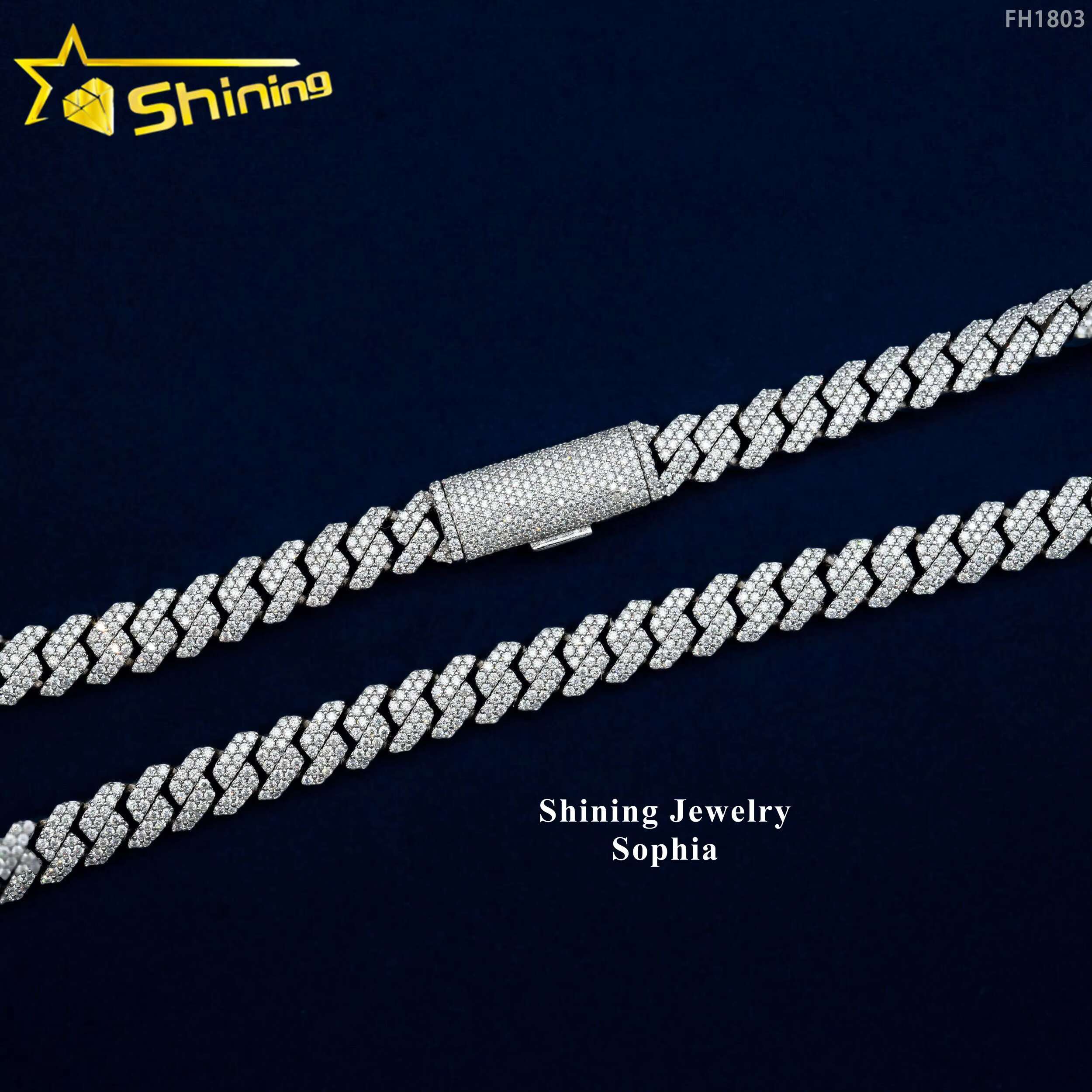 Wholesale Factory China Hip Hop Jewelry Necklace 925 Sterling Silver Micro Pave Zirconia Diamond Cz Cuban Link Chain