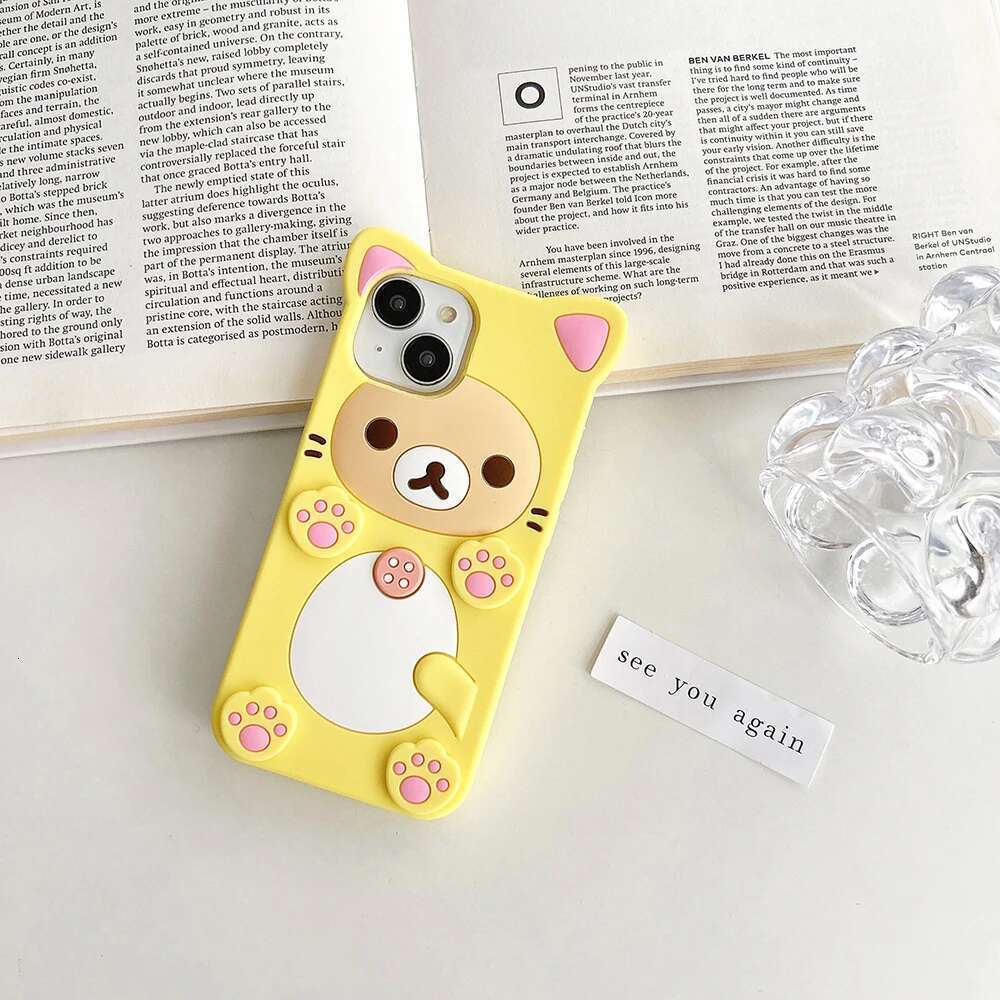 3D Cartoon Kawaii Rilakkuma Bear Soft Silicon Case For iPhone 16 15 14 13 12 Mini 11 Pro X XS Max XR 6 6S 7 8 Plus SE Back Cover