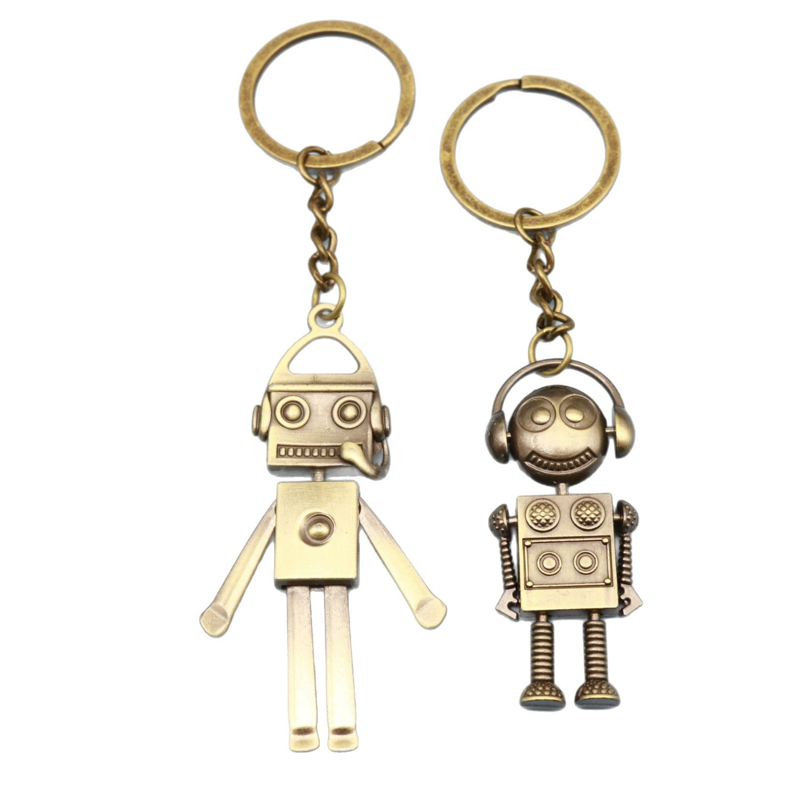 Retro Keychain Personalized Copper Musician Metal Charm Creative Bag Pendant Hip Hop Key Ring