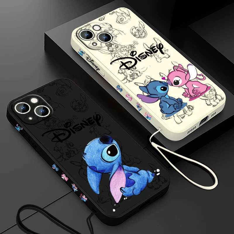 Super Cute Phone Case For Apple iPhone 15 14 13 12 11 Pro Max Plus 8 7 SE Liquid Left Rope Soft Cover