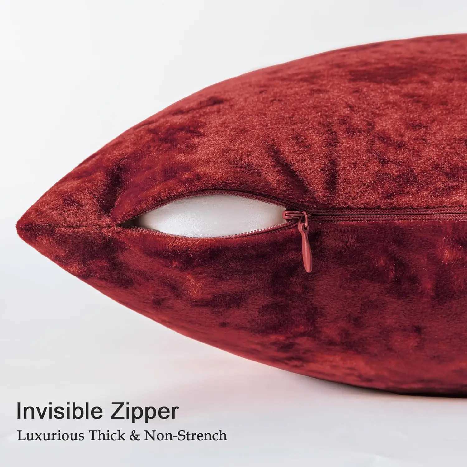 Christmas Gift Red Pillowcase Home Decorative Luxury Super Soft Faux Velvet Rectangular Pillow Cover for Sofa/Bed/Living Room Y251105