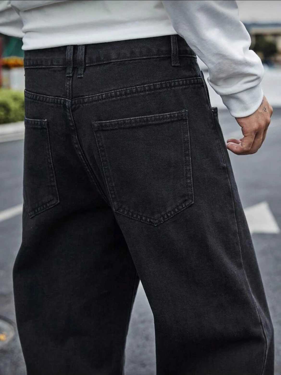 Mens Straight Jeans - Relaxed Fit with Great Drape Tummy Slimming Dark Grey Wash K251104