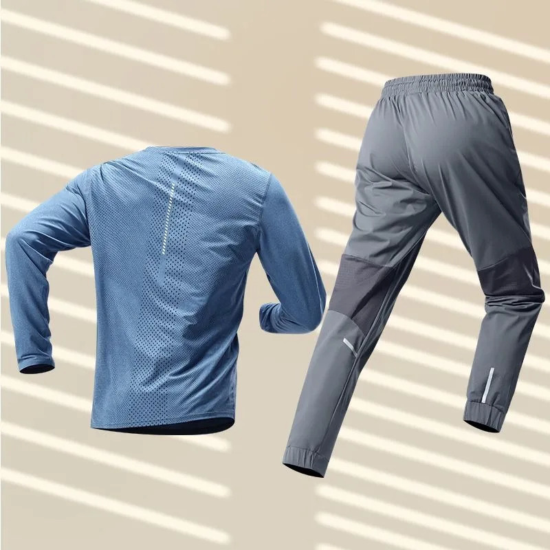 High quality set mens quick drying sportswear breathable fitness sweatshirt cool T-shirt pants 250403