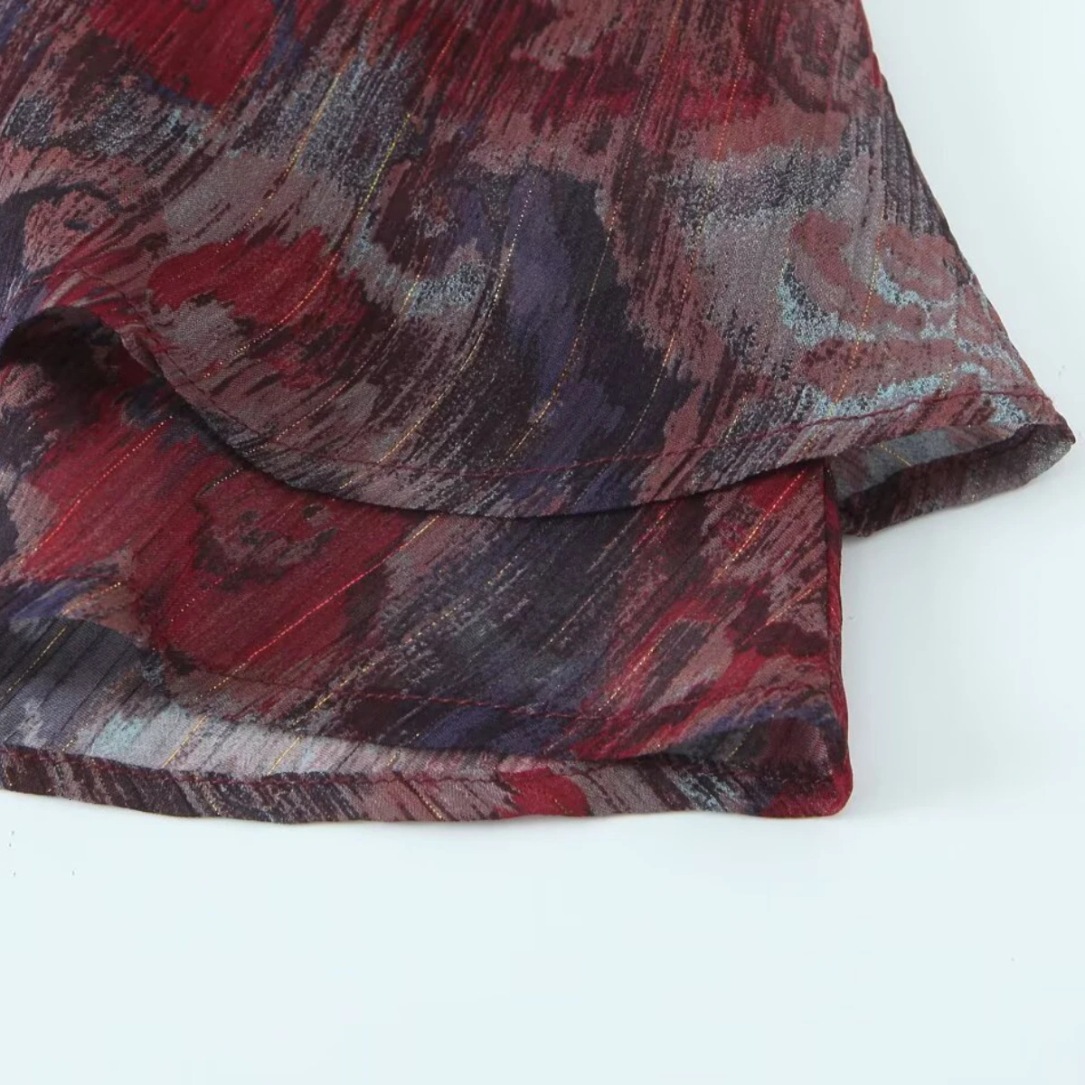 ZBZA Womens Metallic Line Mini Skirt High Waist Ruffled A-line Side Zipper Short Skirt Spring and Summer Casual Chic Skirt 250402