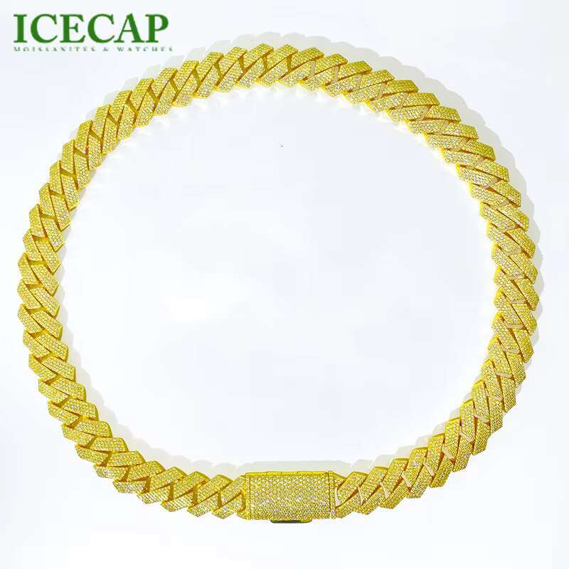 Pass Diamond Tester GRA Hip Hop S925 Silver Iced Out Bling 4 Rows15mm VVS Moissanite Cuban Link Chain for Men