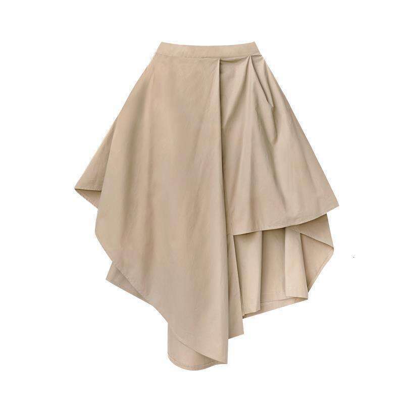Irregular Half Women A-Line High Waist Flared Mermaid Ins Super Popular Black Japanese Style Spring Autumn Skirt Pants B5