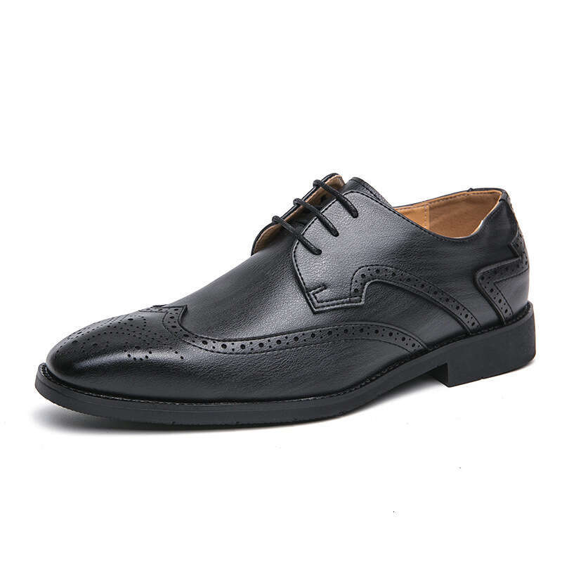 Large in size 46, British patchwork block carved leather shoes, 2023 Spring and Autumn new business casual wedding shoes