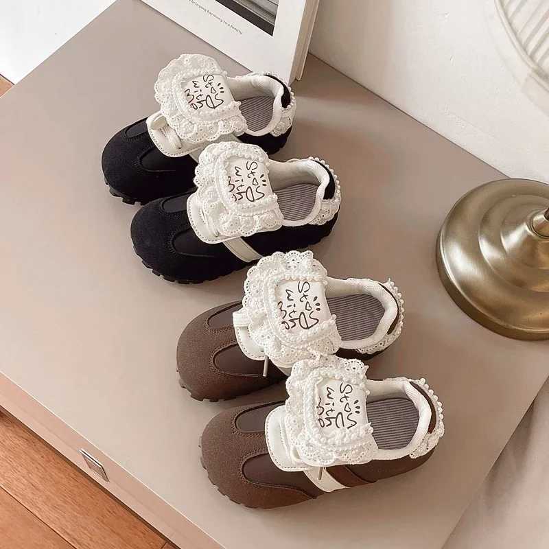 2024 Children Casual Shoes for Girls Autumn New Fashion Elegant Lace Soft Bottom Anti-slippery Versatile Daily Chic Sports ShoesT251105