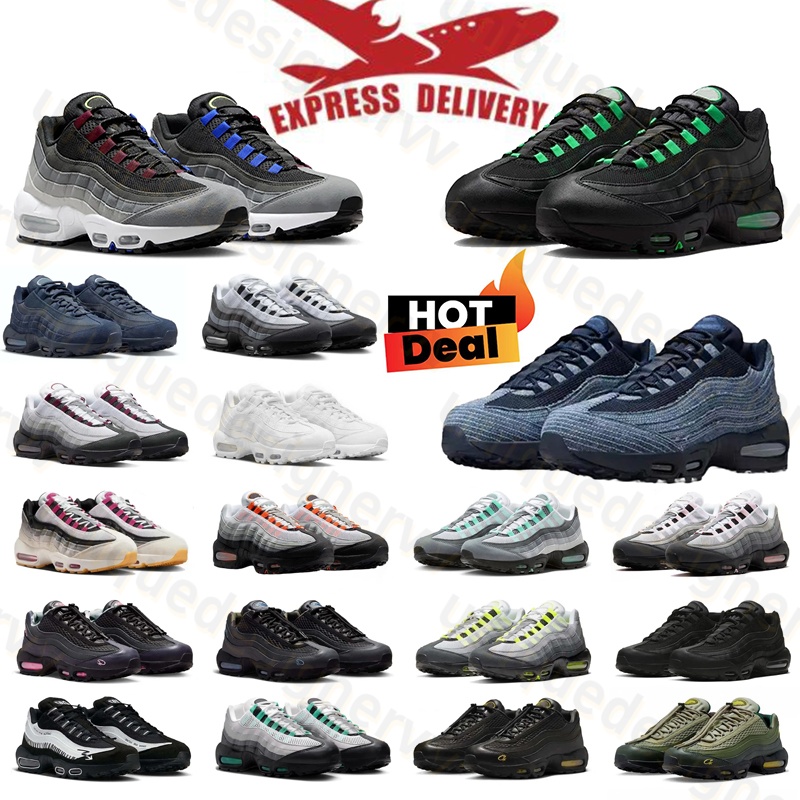 Fast shipping designer running shoes 95 men women 95s Triple Black White Green Blue Bred Dark Solar Red Grey mens trainers 36-46