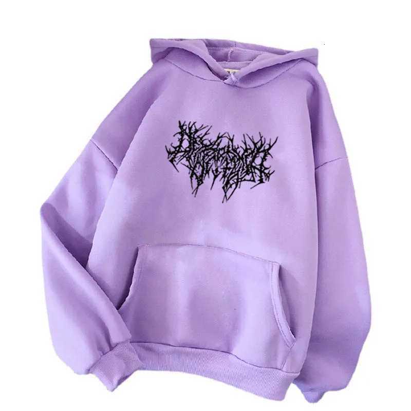 Fashion Womens Loose Fleece-Lined Letter Print Long Sleeve Hoodie Sweatshirt Autumn Winter Casual Comfortable Anime StreetwearT251105
