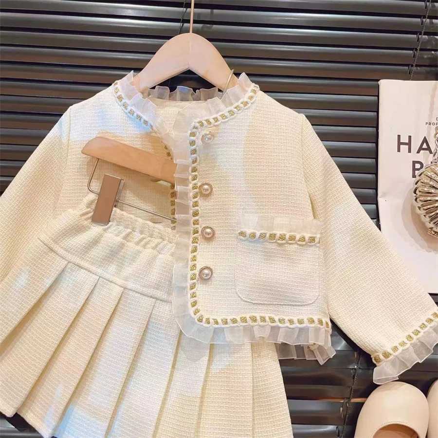 Childrens Clothing Sets Lace Coat Pleated Skirt 2pcs Sets Toddler Girl Clothes Winter Kids Clothes Baby Girl Outfit Set Y251105