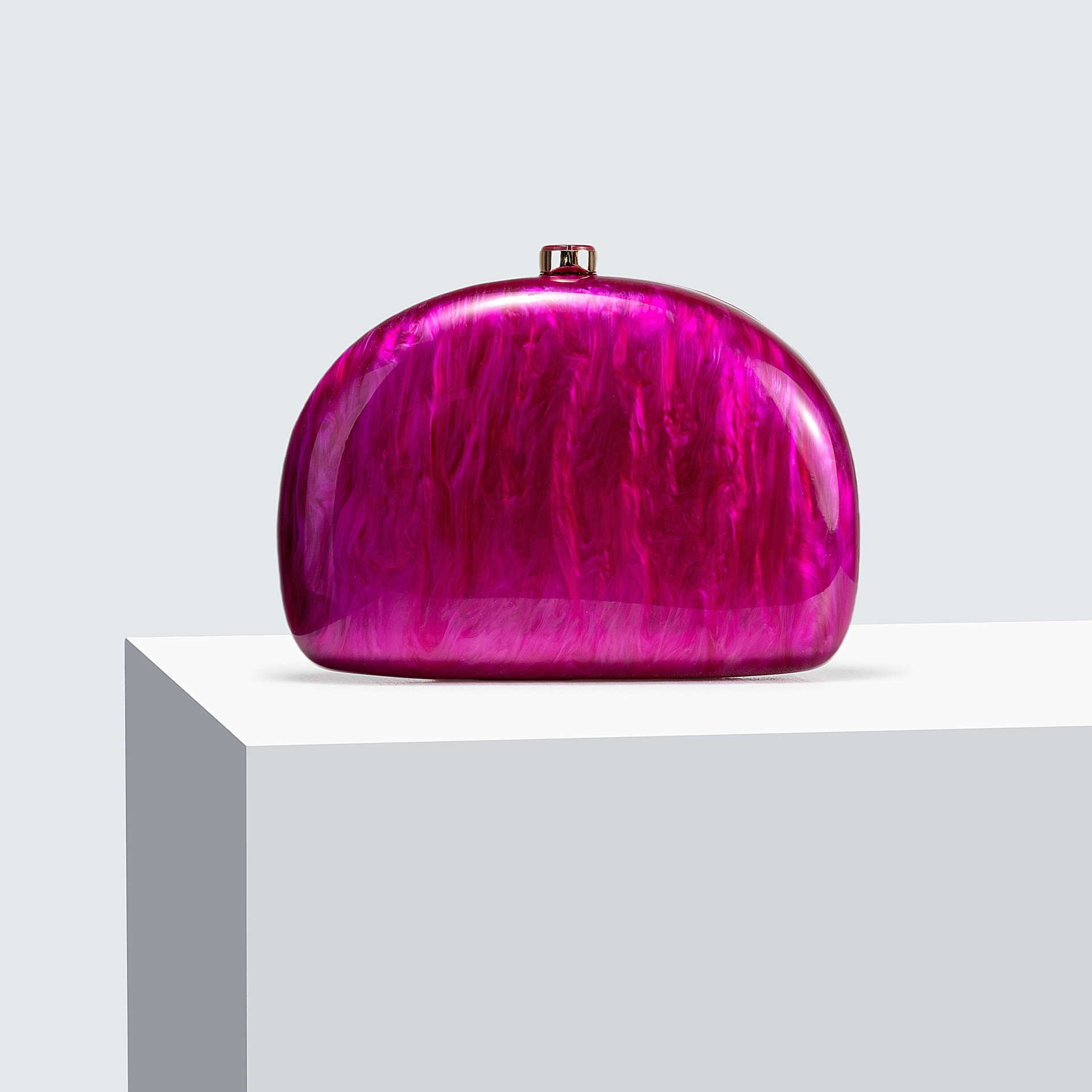 Womens New Half Round Pressed Bag Acrylic Dinner Bag Single Shoulder Oblique Cross Wedding Banquet Handbag