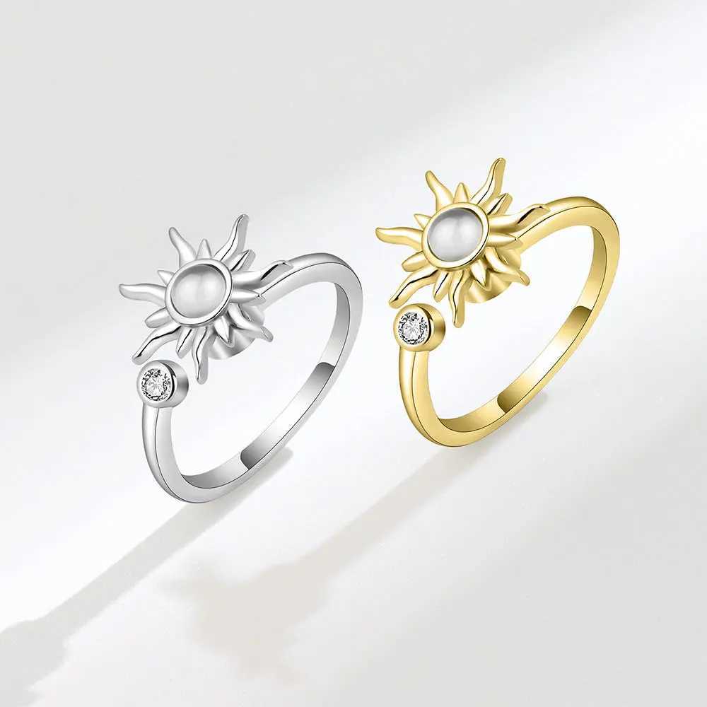 SMJEL Fidget Spinner Ring Anxiety for Women Multiple Crystal Flower Eye Butterfly Animal Ring Rotate Anti Stress Wedding Jewerly Z250407