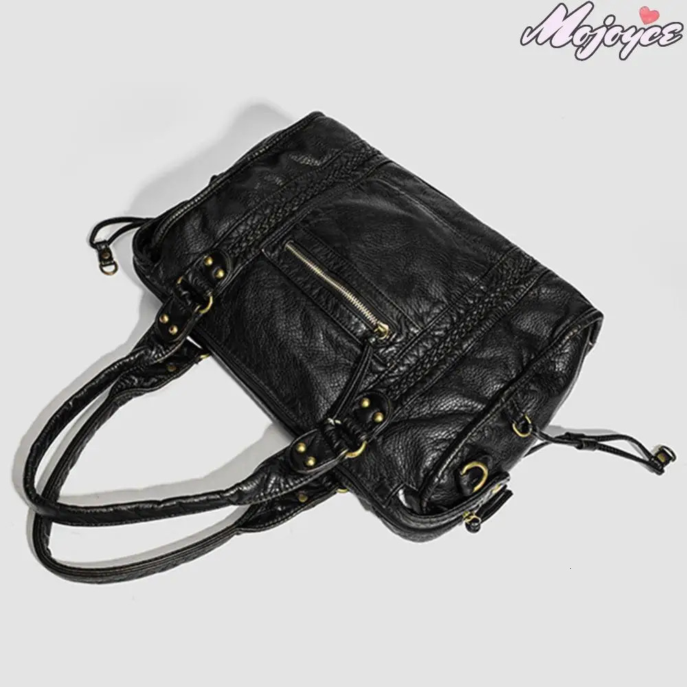 Leather Retro Y2K Shoulder Bag Women with Pockets Motorcycle Tote Handbag Crossbody Bags Large Capacity Travel Top Handle Bag 251031