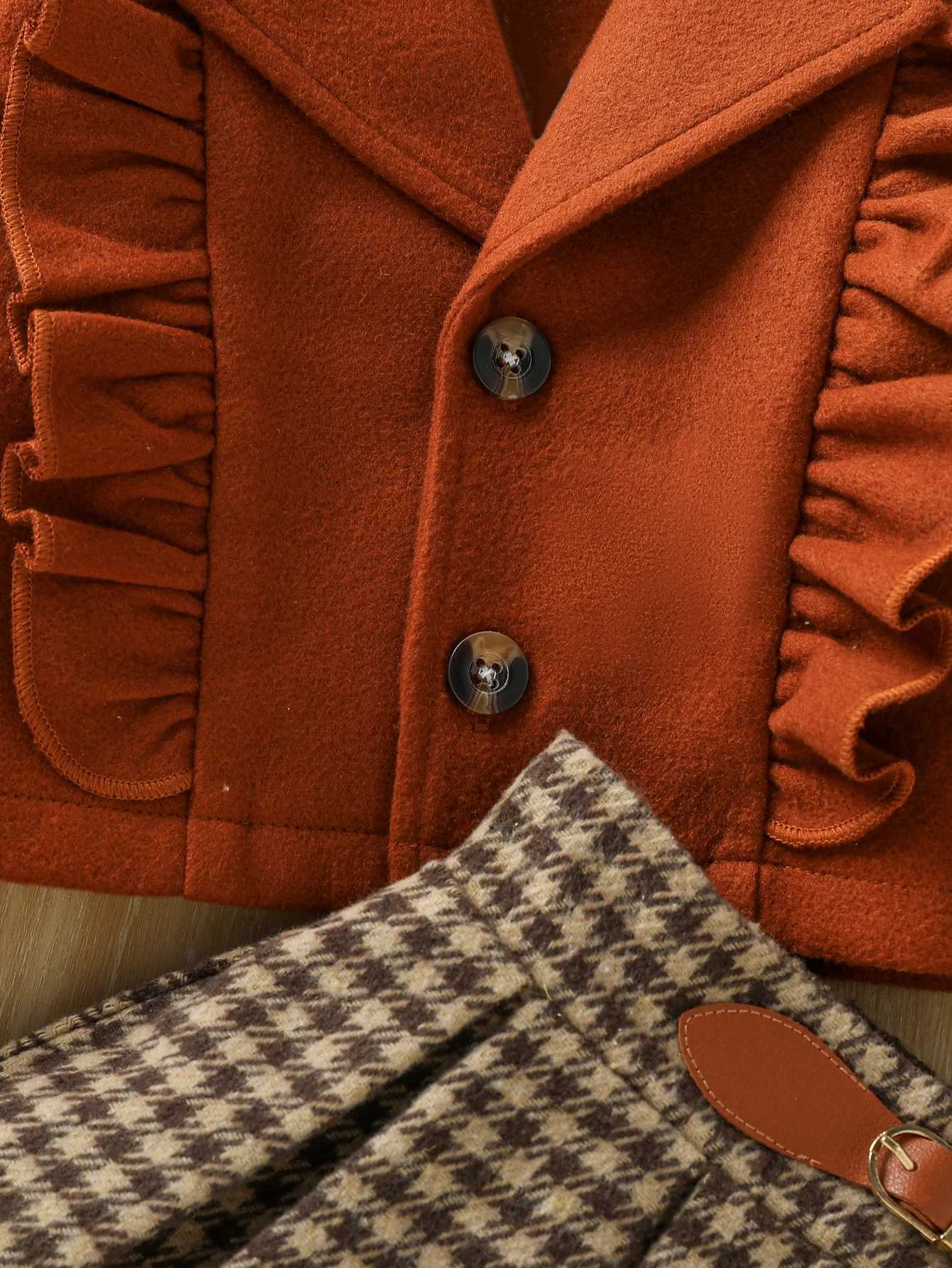 2025 Kids Autumn Winter Suit For Girls Collar Blazer Coat And Skirts 2Pcs Childrens Elegant Outfits For 1-7Y Fashion Set Y251105