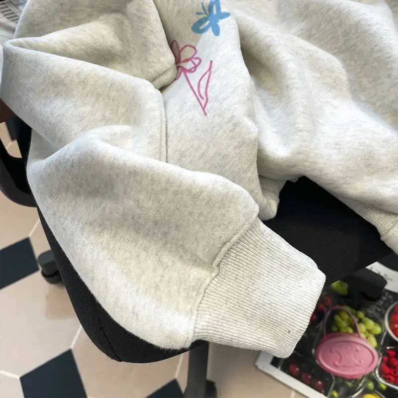 Y2K Oversized Coat Personality Print Womens Gray Hoodie Fashion Punk Harajuku Couple Up Hoodie exercise Tops Kawaii ClothesT251105