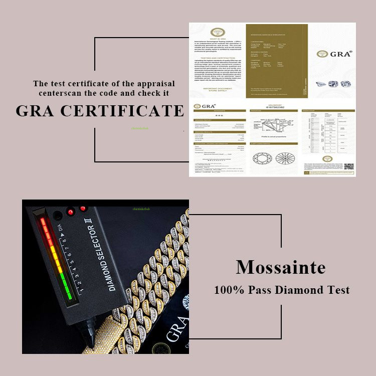 jewelry chains for men 14mm bracelet women sier k chain pass dia tester GRA VVS moissanite cuban necklace personalize gift