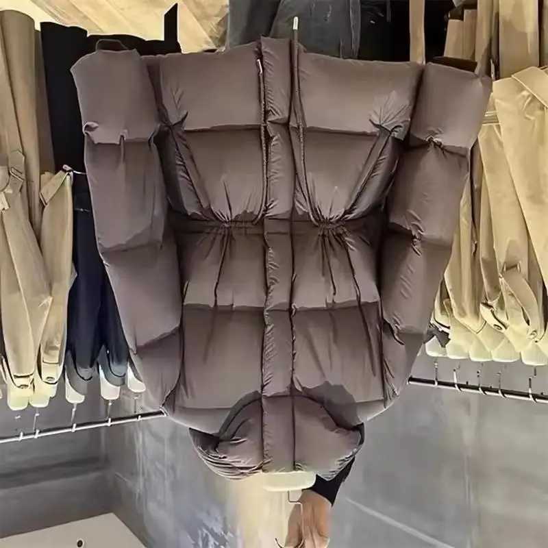 Warm Cotton-Padded Jacket Female Autumn Winter New Down Coat Women Parkas Hooded Drawstring Waist Outwear Fashion OverwearT251105