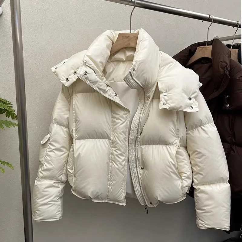 Down Jacket for Women Winter 90 White Duck Hooded Warm Down Coats Casual Loose Short Thick New Fashion Lightweight Puffy JacketT251105