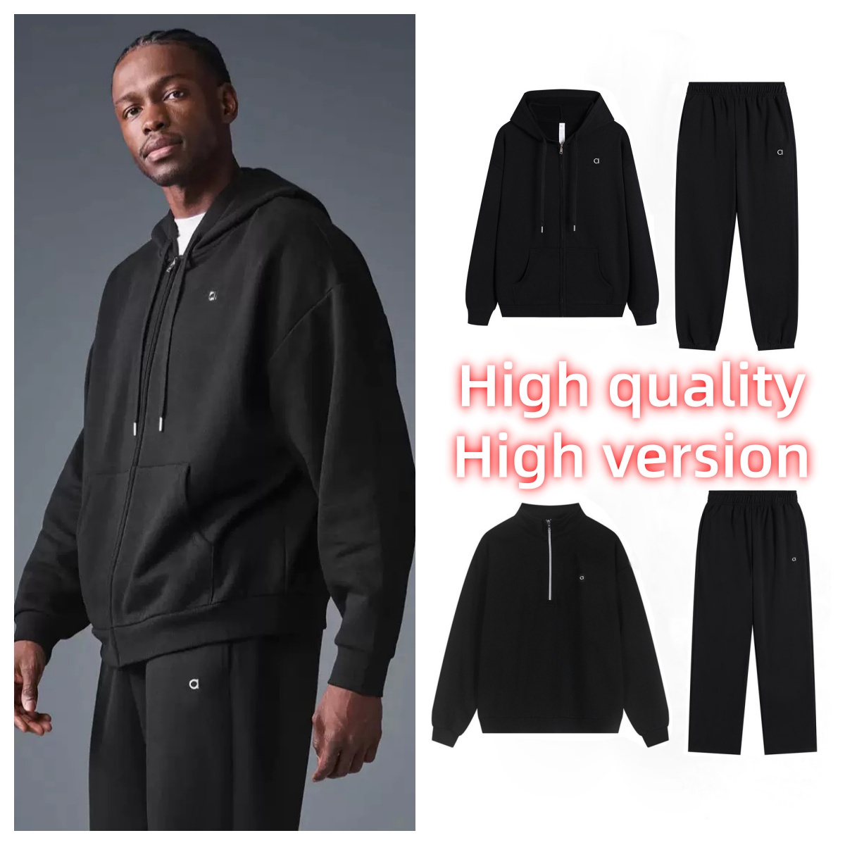 High quality high version Men Casual sports hoodie sets Unisex Zip-up hooded sweatshirt 3D Logo Long Sleeve set Gym Workout Neck Blouse women Sweatshirts