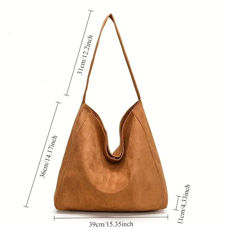Vintage Soft Faux Suede Handbag Magnetic Clasp Fixed Strap Machine Washable Tote Bag for Womens Work Travel Shoulder Purse 251104
