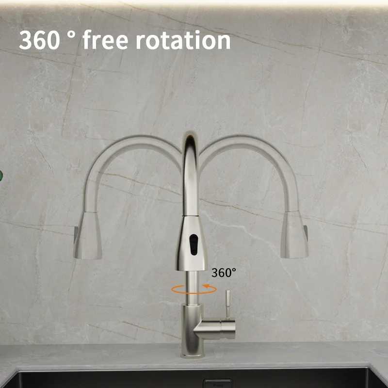 Black Kitchen Faucet ible Pl Out 2 Modes Nozzle Hot Cold Water Mixer Tap Deck Mounted Sprayer and Stream SUS 304 Faucets Y251104