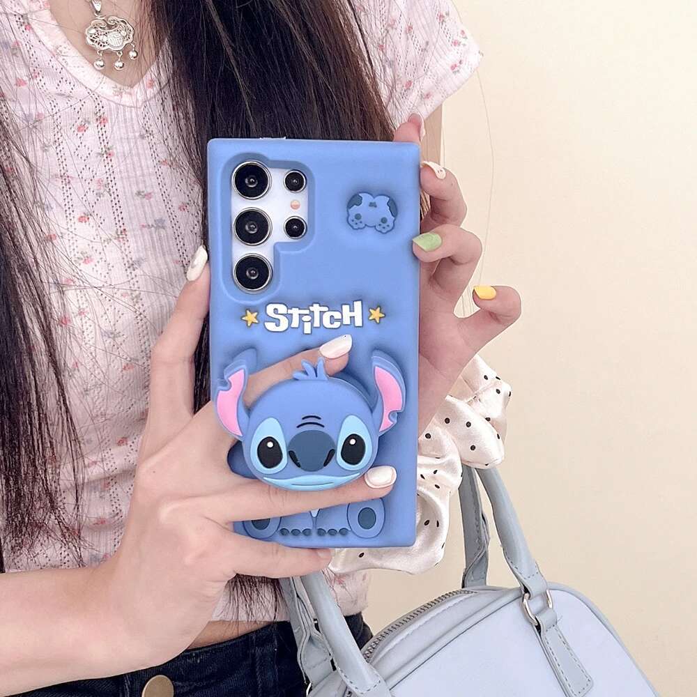 For Samsung Galaxy Ultra S23 S22 S21 S20 FE S24 Plus A54 3D Head Grip Tok Holder Cartoon Silicon Soft Phone Case