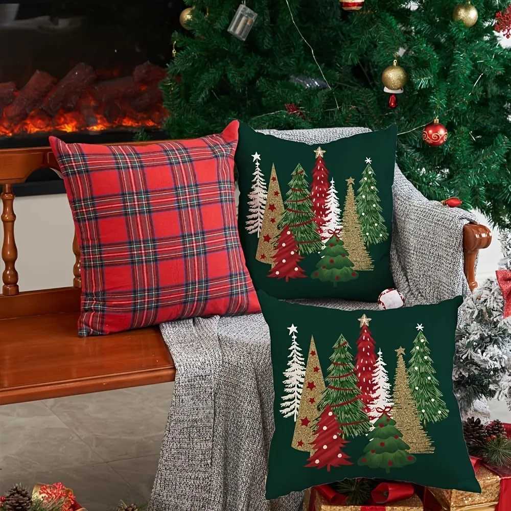 1pc Christmas Tree Forest Throw Pillow Cover- Perfect Festive Decor for Christmas Ideal Small Gift for Holiday Y251105