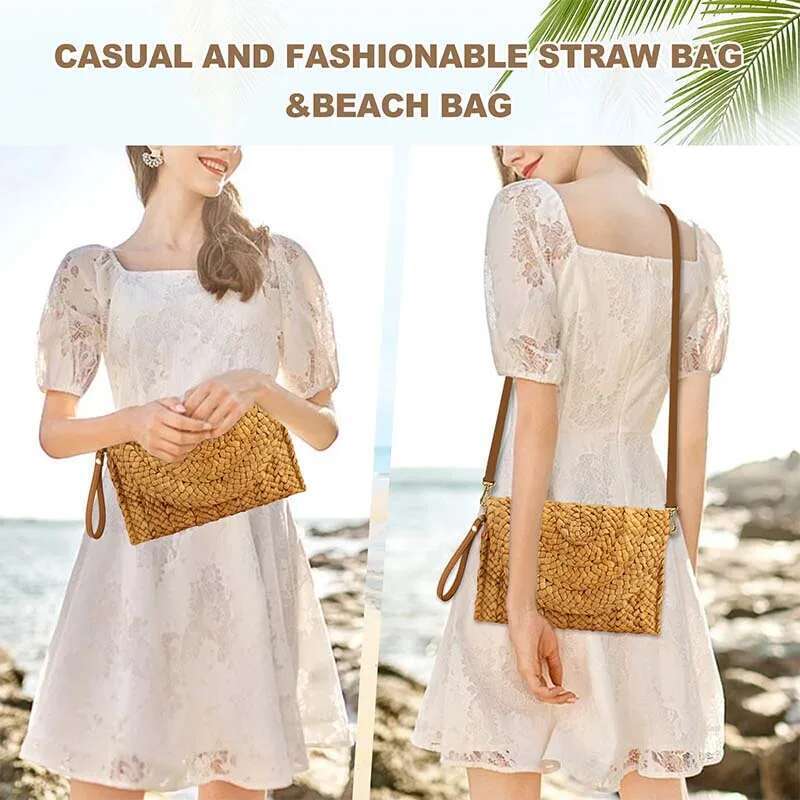 Clutches Beach For Women Summer Crossbody Straw With Strap Rural Style Woven Shoulder Bag Casual Purse Wallets